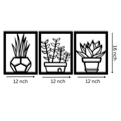 GiftShala Set of 3 Plants Wall Decor | Size 12*12 inch each