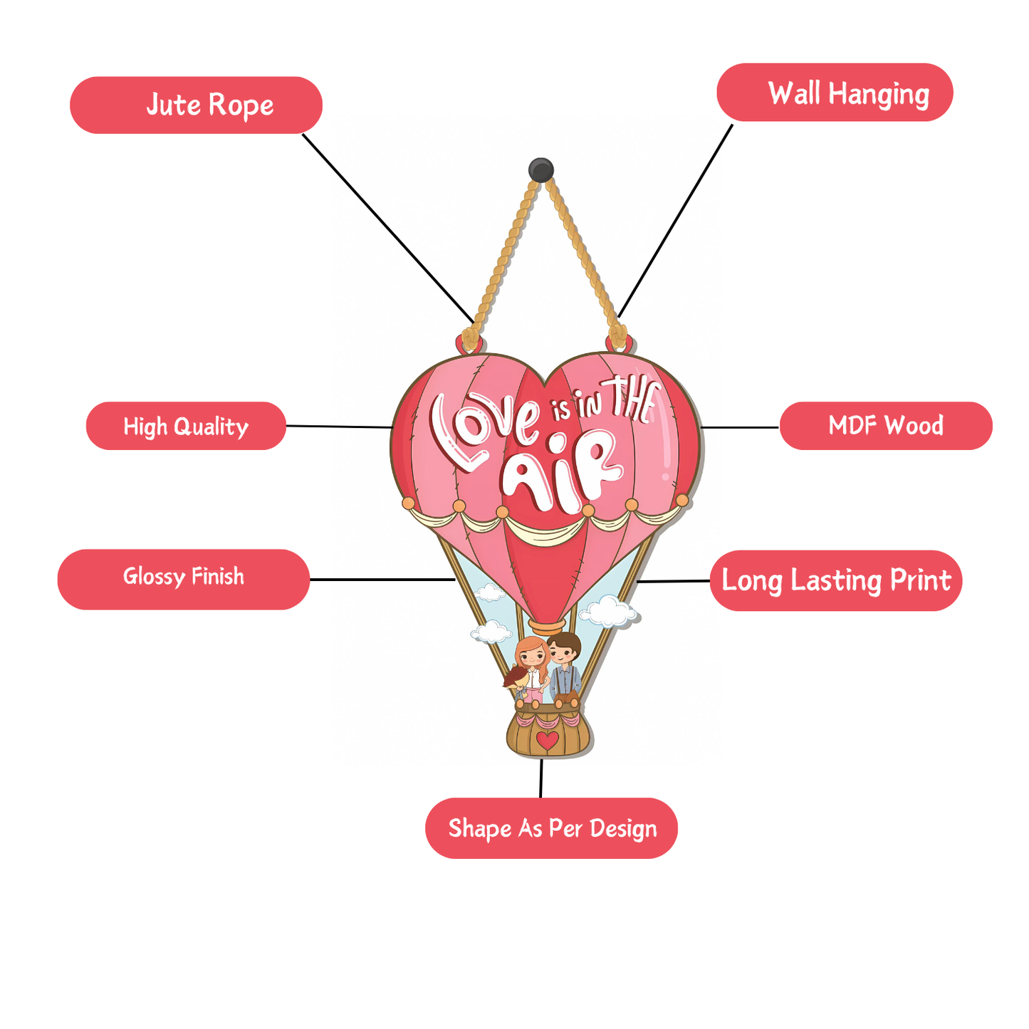 GiftShala Funky Love Wall Hanging | Size 5*5 inch