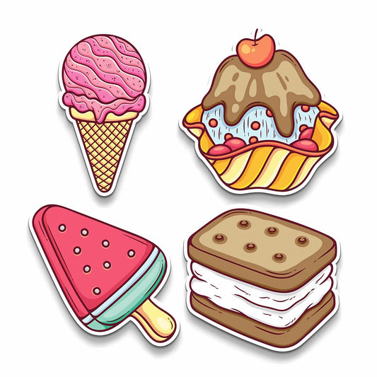 GiftShala Wooden Cute Ice Cream Fridge Magnet | Size 3*3 inch | Set of 4