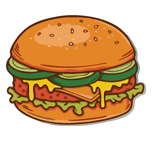 GiftShala Wooden Burger Pattern Fridge Magnet | Size 3*3 inch