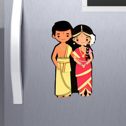 GiftShala South Indian Couple Fridge Magnet | Size 3*3 inch