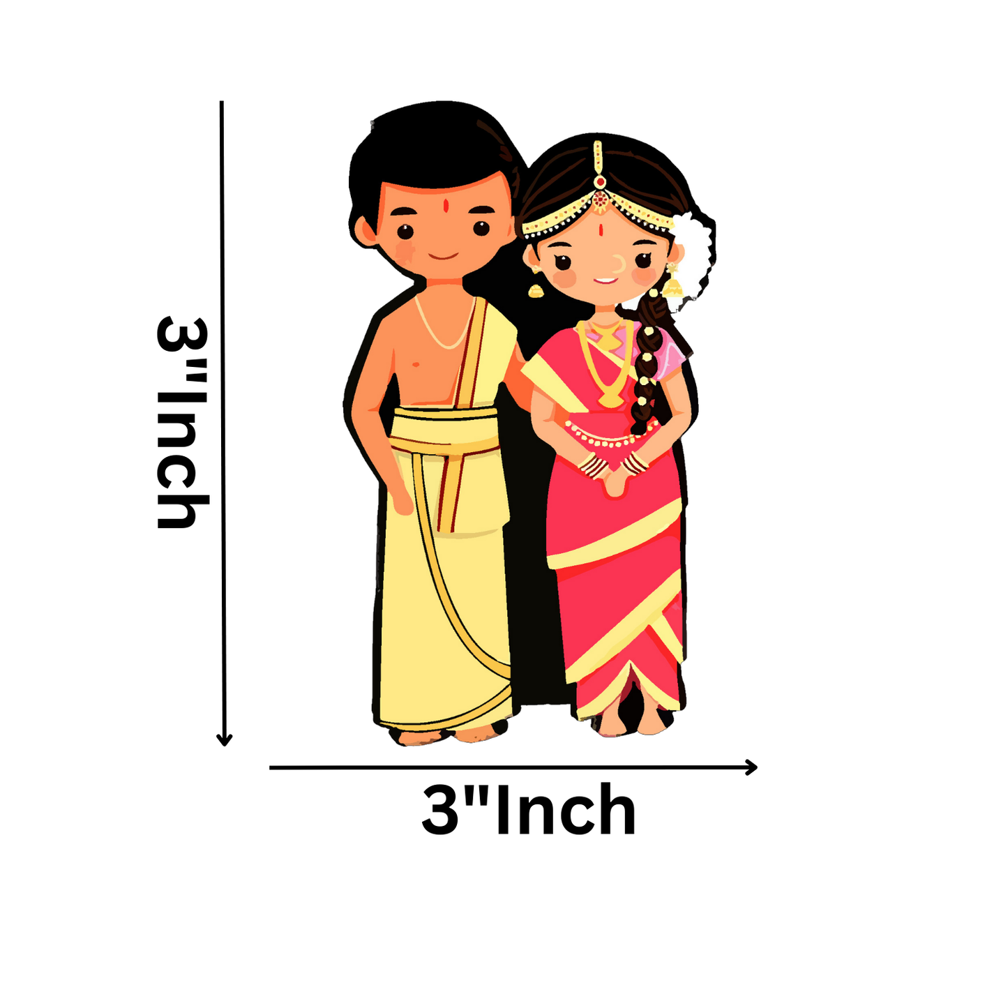 GiftShala South Indian Couple Fridge Magnet | Size 3*3 inch