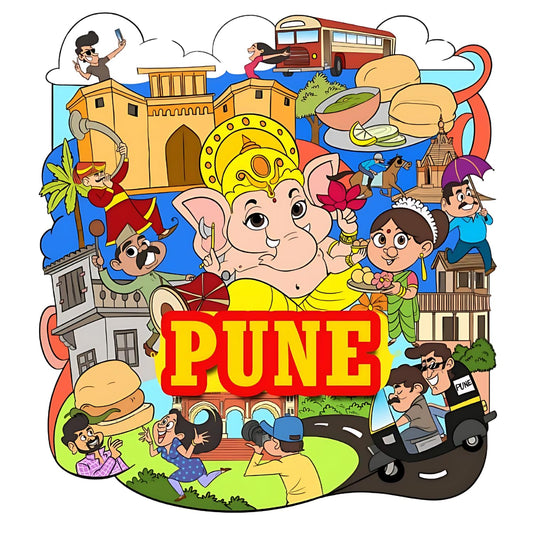 GiftShala Wooden Pune Theme Fridge Magnet | Size 3*3 inch