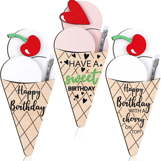 GiftShala 3 Pieces Ice Cream Style Birthday Money Holder | Size 6*4.2 inches