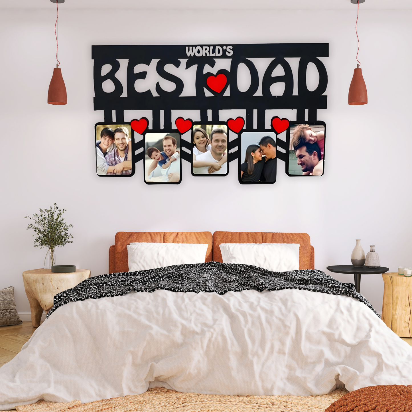 GiftShala Best Dad Customized Wooden Wall Photo Frame | Size 12*18 inch