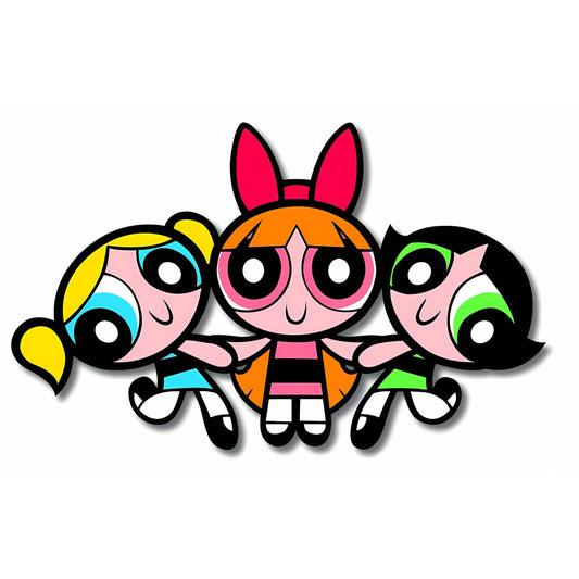 GiftShala Wooden Powerpuff Girls Cartoon Fridge Magnet | Size 3*3 inch