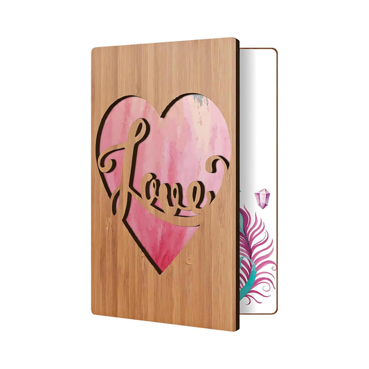 GiftShala Love & Anniversary Wooden Card | Size 6*4.2 Inches