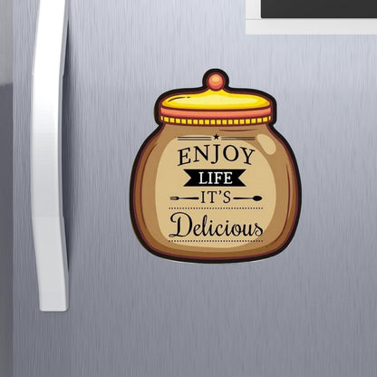 GiftShala Wooden Enjoy Life It's Delicious Quote Fridge Magnet | Size 3*3 inch