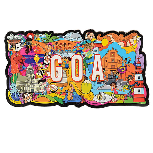 GiftShala Wooden Goa Theme Fridge Magnet | Size 3*3 inch