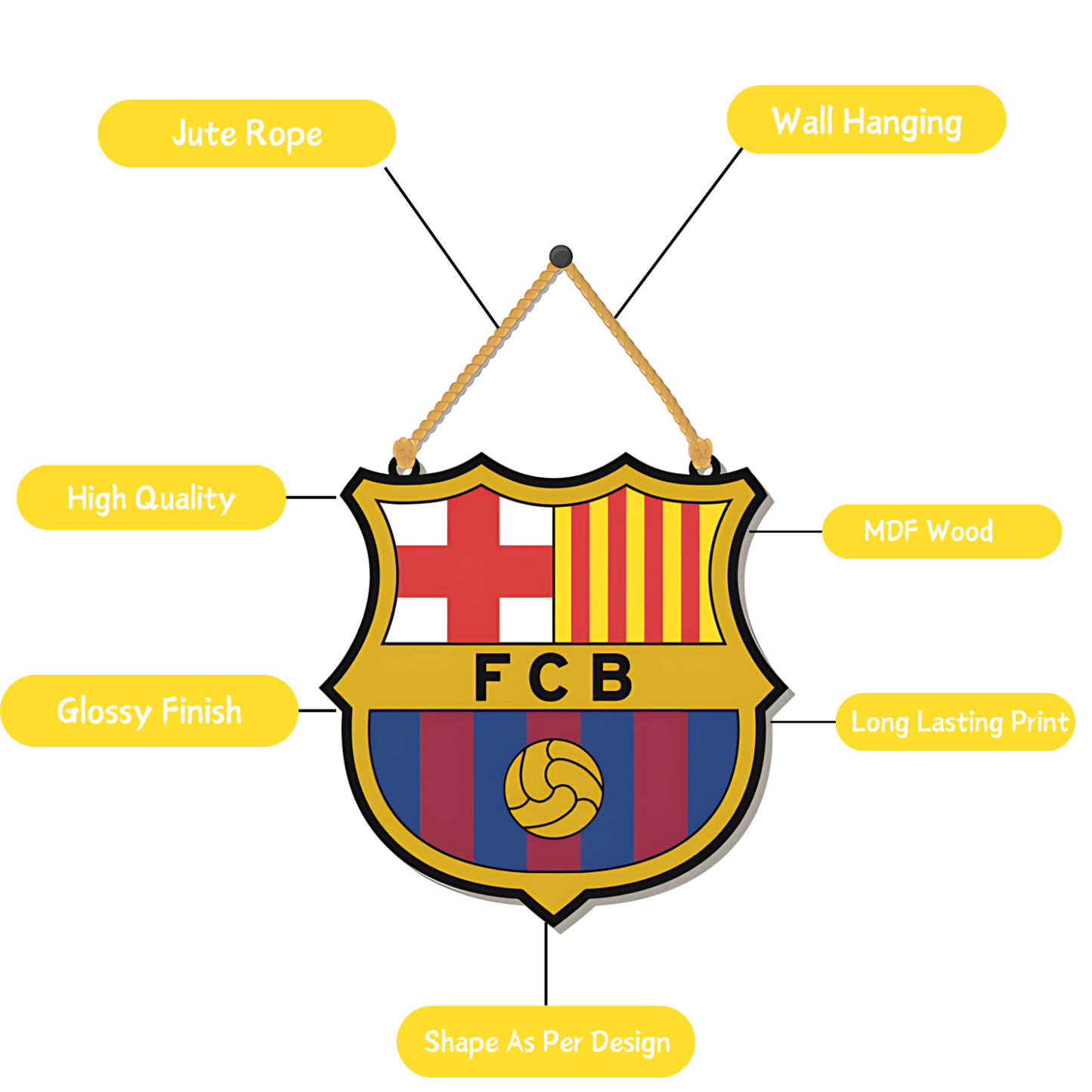 GiftShala FC Barcelona Wall Hanging | Size 5*5 inch