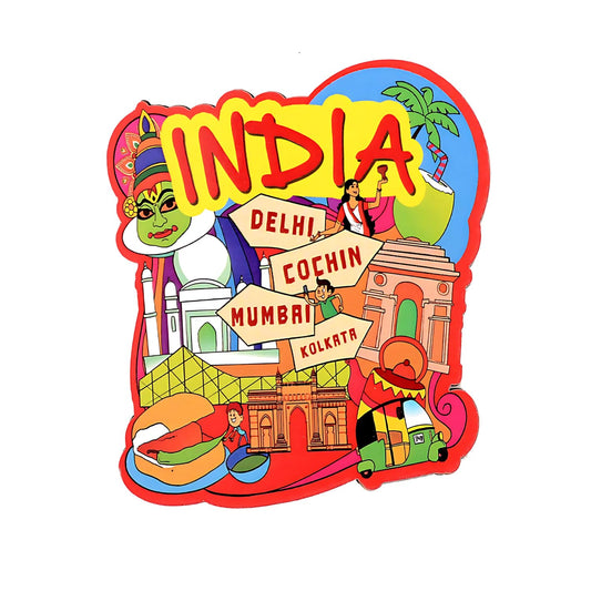 GiftShala Wooden India Theme Fridge Magnet | Size 3*3 inch