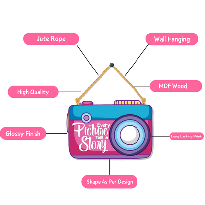 GiftShala Funky Camera Wall Hanging | Size 5*5 inch