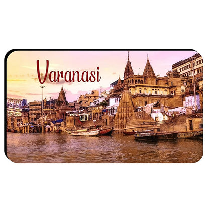 GiftShala Wooden Varanasi Theme Fridge Magnet | Size 3*3 inch