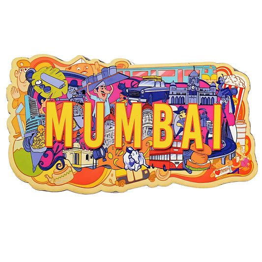 GiftShala Wooden Mumbai Souvenir Fridge Magnet | Size 3*3 inch