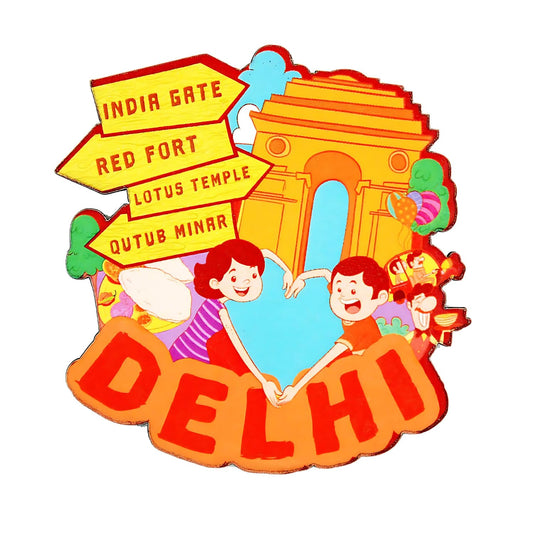 GiftShala Wooden Delhi Souvenir Fridge Magnet | Size 3*3 inch