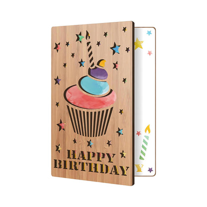 GiftShala Happy Birthday Wooden Card | Size 6*4.2 Inches