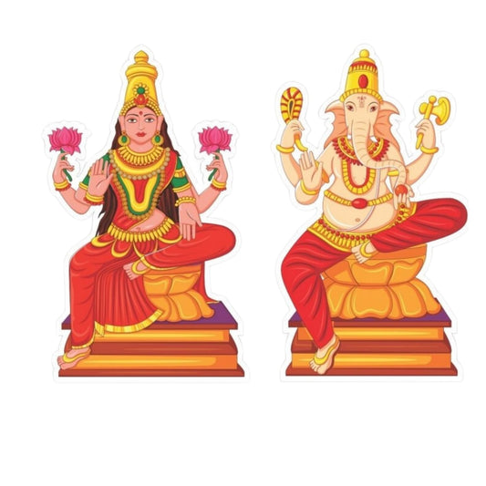 GiftShala Laxmi Ganesh Fridge Magnet | Size 3*3 inch | Set of 2