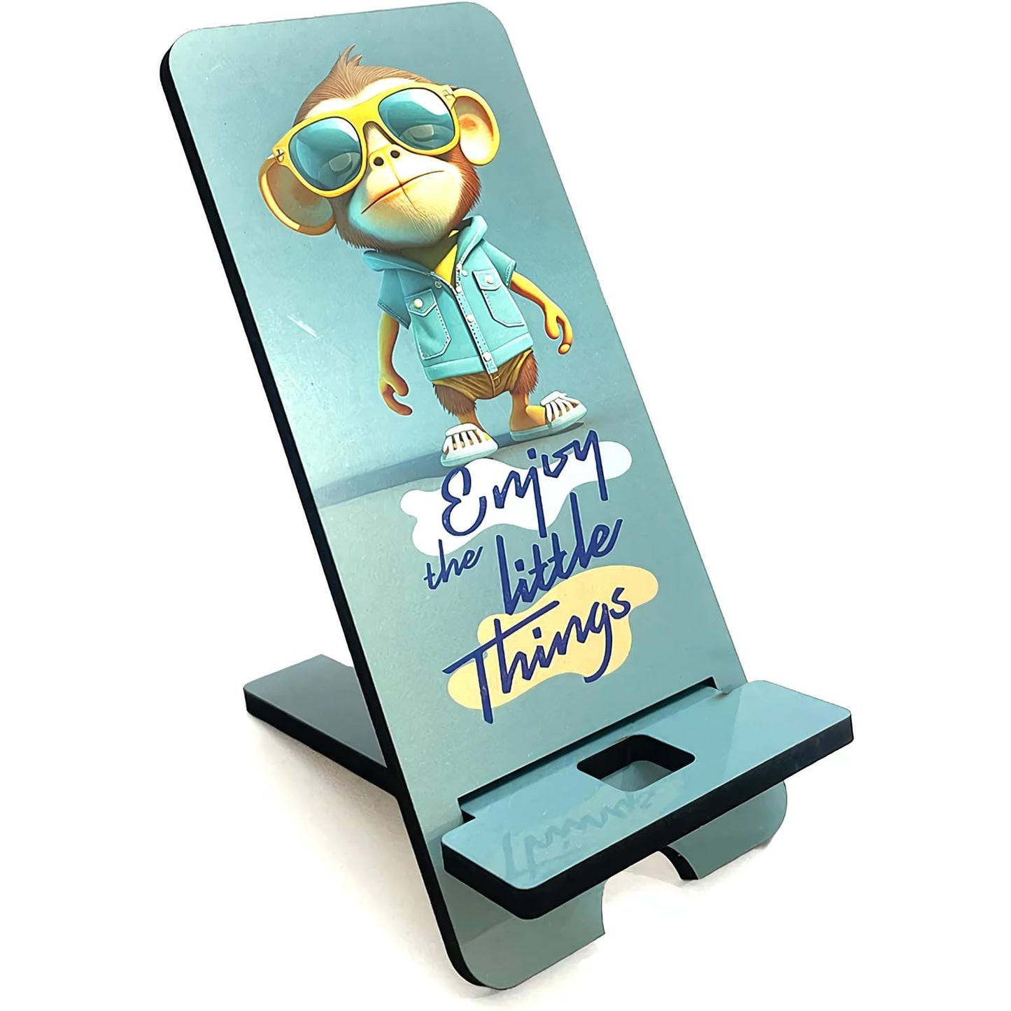 GiftShala Enjoy The Little Things Wooden Table Mount Mobile Stand | Size 7*3*4 inch