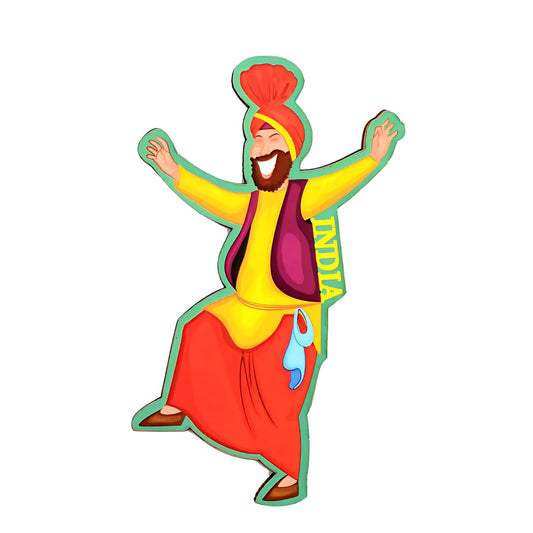 GiftShala Wooden Bhangra Dance Fridge Magnet | Size 3*3 inch