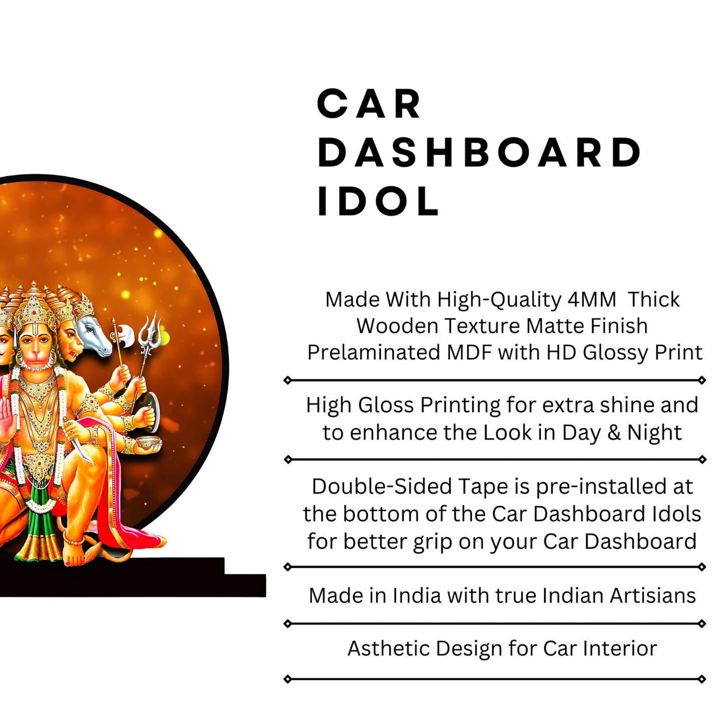 GiftShala Panchmukhi Hanuman Idol for Car Dashboard | Size 5 inch (approx)