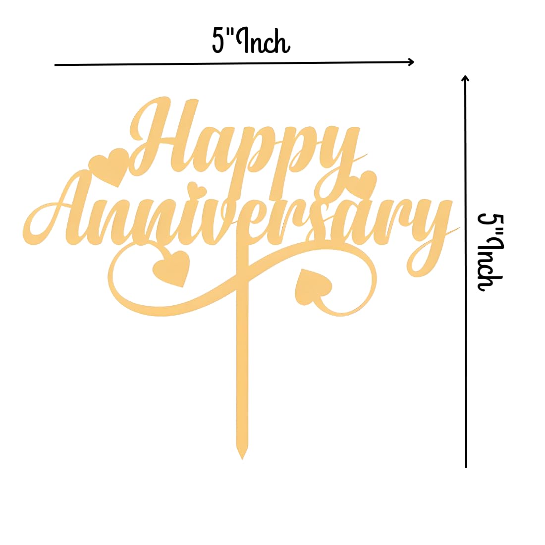 GiftShala Happy Anniversary Wooden Cake Topper | Size 5*5 inch