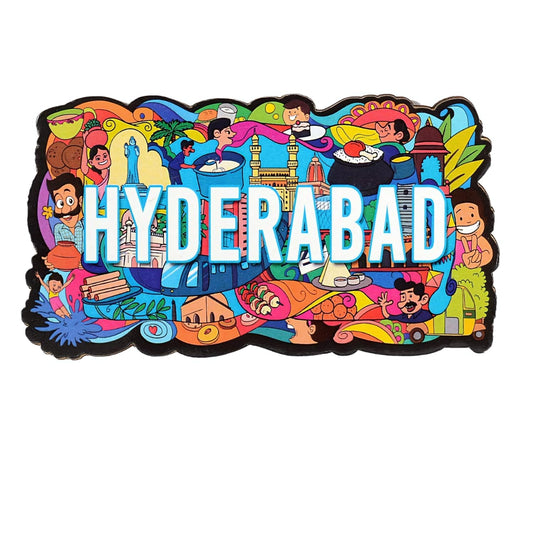 GiftShala Wooden Hyderabad Souvenir Fridge Magnet | Size 3*3 inch