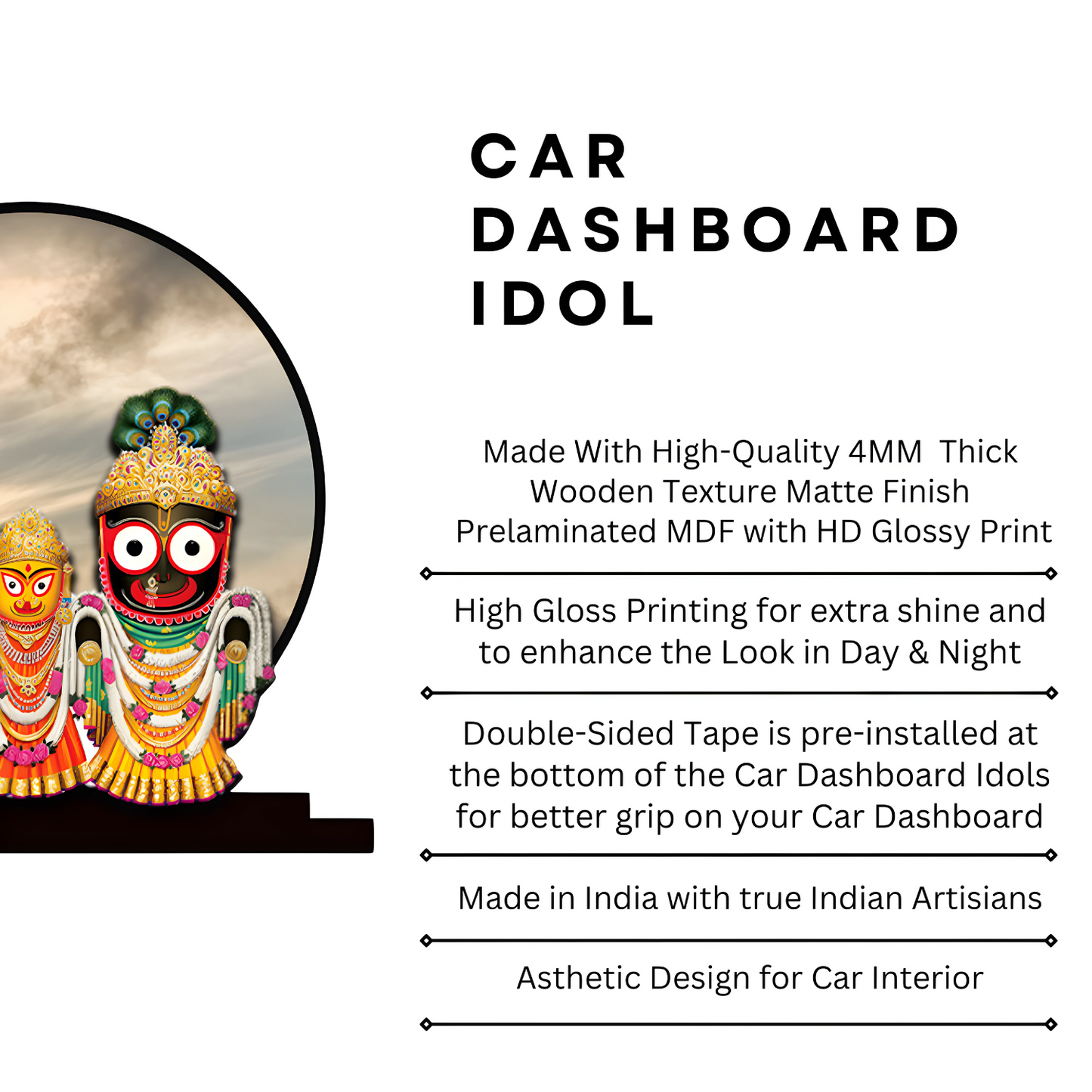 GiftShala Lord Jagannath Idol for Car Dashboard | Size 5 inch (approx)