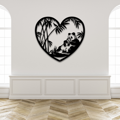 GiftShala Panda in Heart Wall Decor | Size 12*12 inch