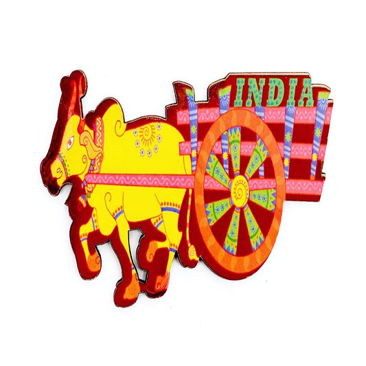 GiftShala Wooden Cow Cart Fridge Magnet | Size 3*3 inch