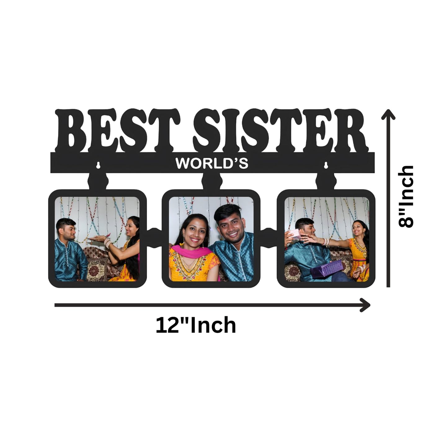 GiftShala Best Sister Personalized Wooden Photo Frame | Size 12*8 inch