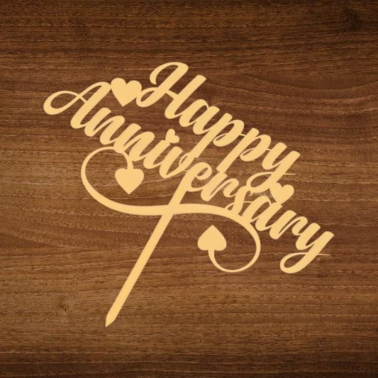 GiftShala Happy Anniversary Wooden Cake Topper | Size 5*5 inch