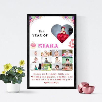 GiftShala Customized Collage My First Year New Born Baby Photo Frame | Size A4