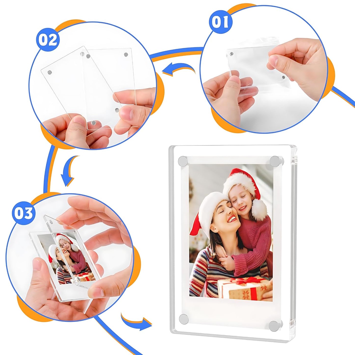 GiftShala Acrylic Photo Frame Clear Display Frameless Fridge Magnet | Size 2.36*3.54 inch | Set of 6