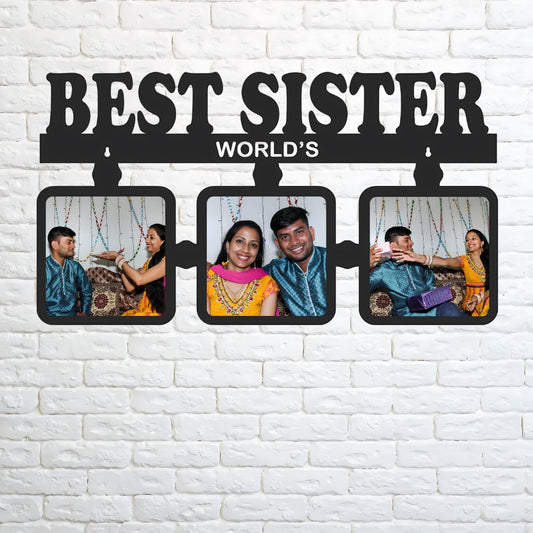 GiftShala Best Sister Personalized Wooden Photo Frame | Size 12*8 inch