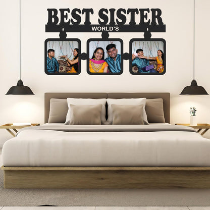 GiftShala Best Sister Personalized Wooden Photo Frame | Size 12*8 inch