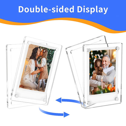 GiftShala Acrylic Photo Frame Clear Display Frameless Fridge Magnet | Size 2.36*3.54 inch | Set of 6