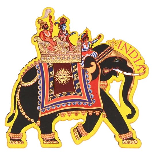 GiftShala Wooden Elephant Theme Souvenir Fridge Magnet | Size 3*3 inch