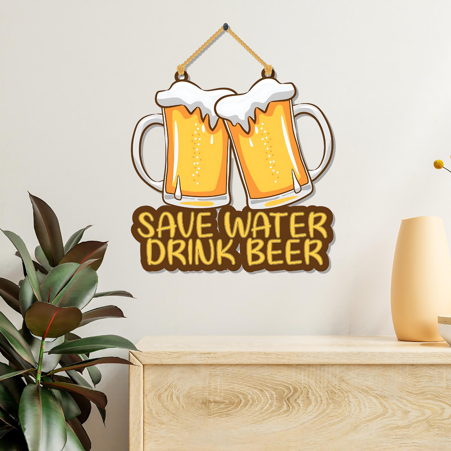 GiftShala Funky Beer Wall Hanging | Size 5*5 inch