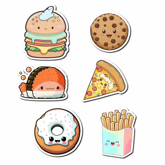 GiftShala Wooden Fast Food Designs Fridge Magnet | Size 3*3 inch | Set of 6