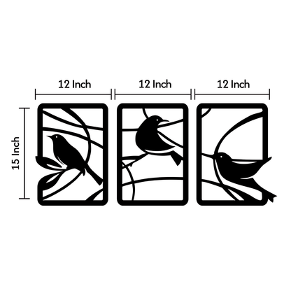 GiftShala Set of 3 Birds Wall Decor | Size 12*12 inch each