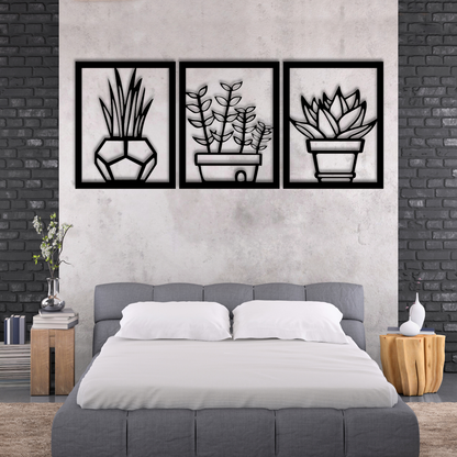 GiftShala Set of 3 Plants Wall Decor | Size 12*12 inch each