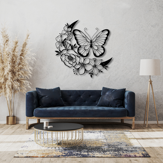 GiftShala Flowers & Butterfly Wall Decor | Size 12*12 inch