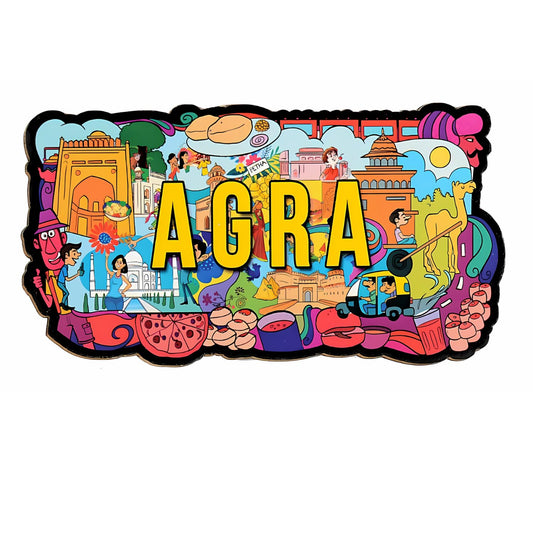 GiftShala Wooden Agra Souvenir Fridge Magnet | Size 3*3 inch