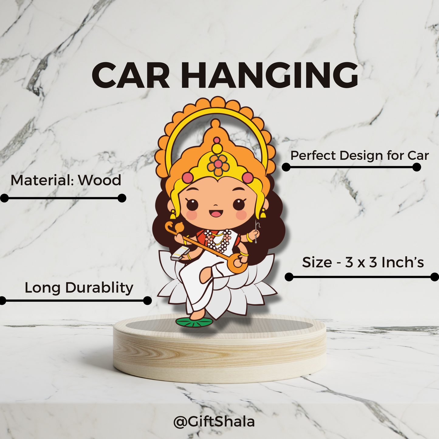 GiftShala Maa Saraswati Car Hanging