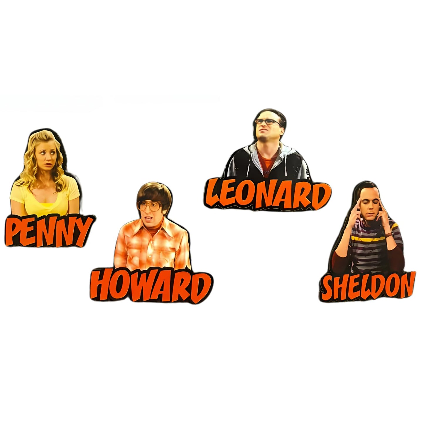 GiftShala Wooden Big Bang Theory Theme Fridge Magnet | Size 3*3 inch | Set of 4