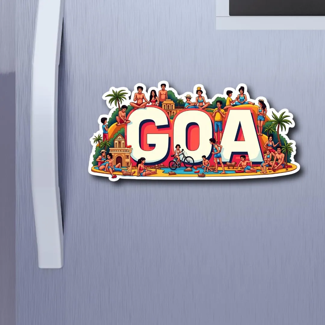 Goa State Theme Souvenir Wooden Fridge Magnet for Refrigerator Hover