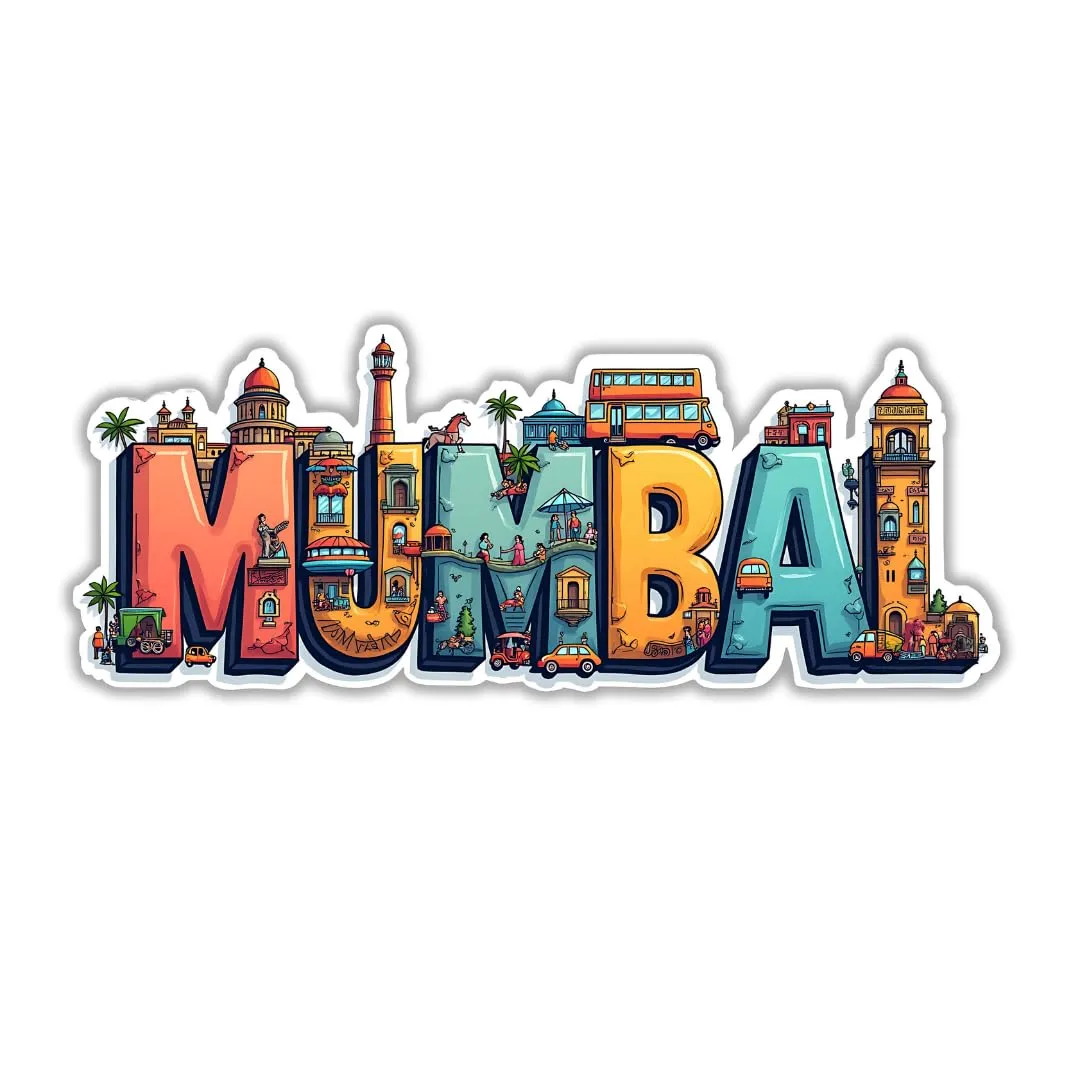 Mumbai City Theme Souvenir Wooden Fridge Magnet for Refrigerator