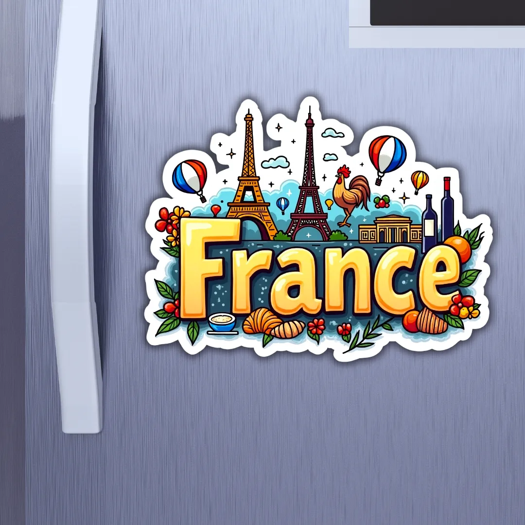 France Country Theme Souvenir Wooden Refrigerator Stylish Fridge Magnet Hover