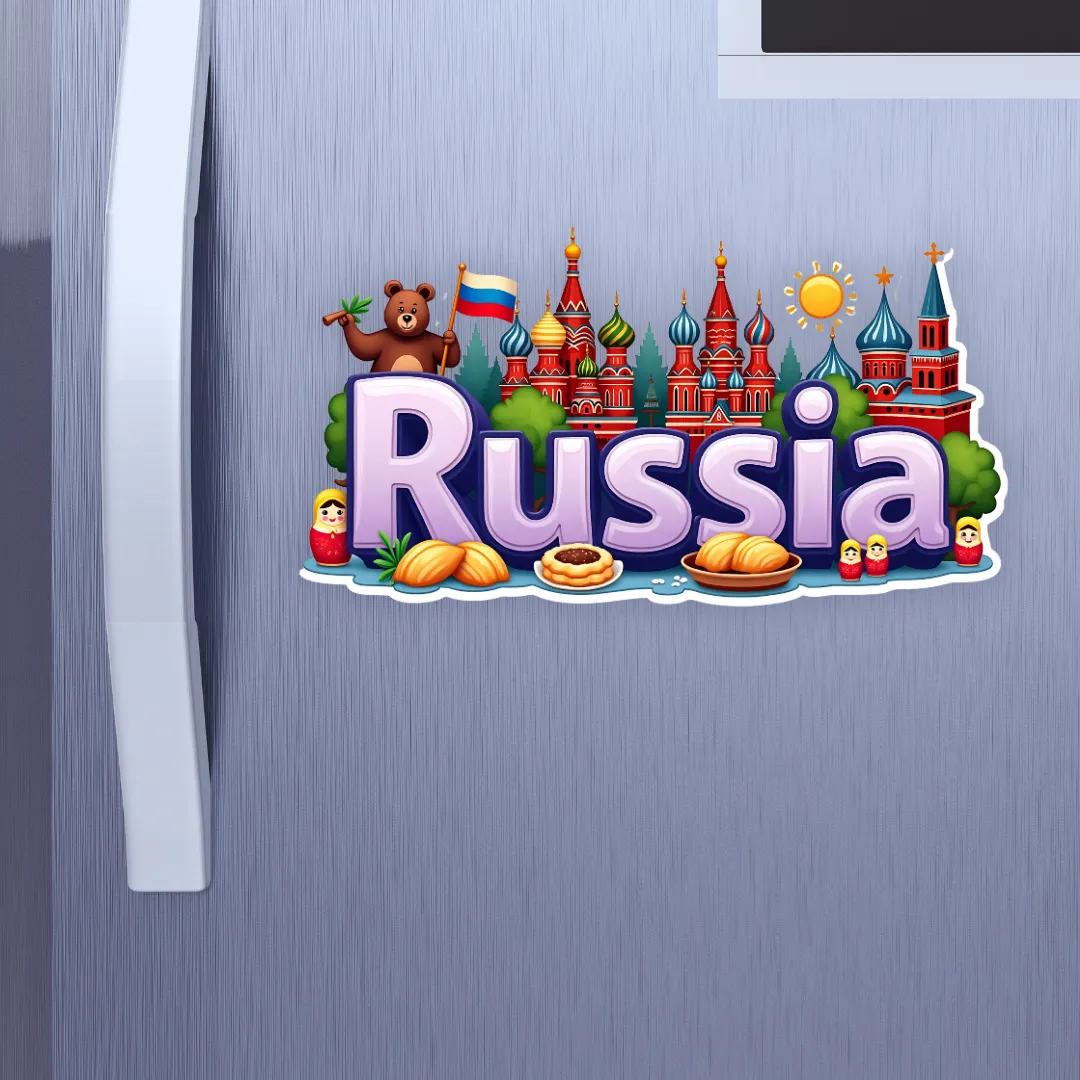 Russia Country Theme Souvenir Wooden Refrigerator Stylish Fridge Magnet Hover