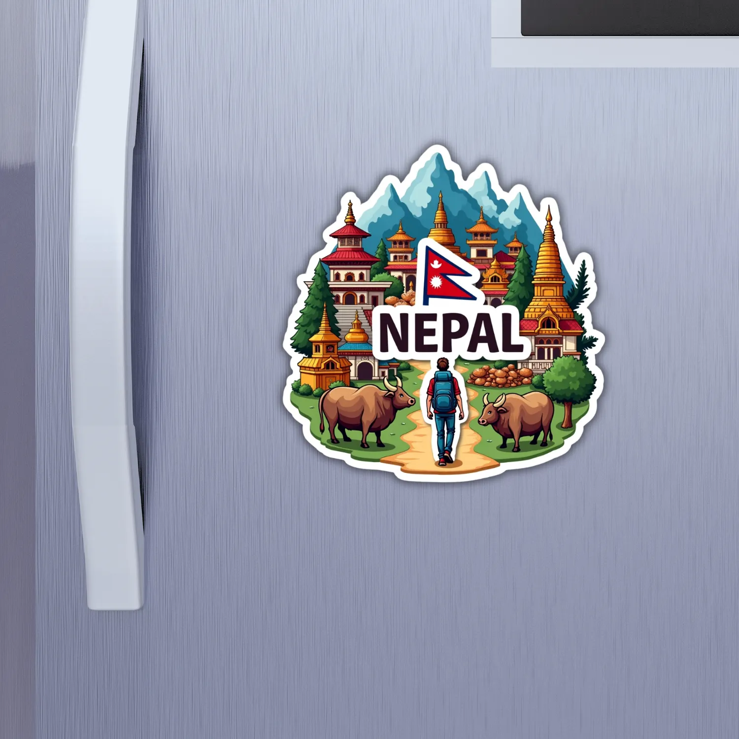 Nepal Country Theme Souvenir Wooden Refrigerator Stylish Fridge Magnet Hover